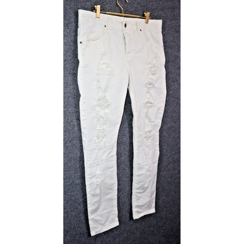 Takeshy Kurosawa Pants Men 34 White 31" TK08 BART Slim Twill Distressed Fray EUC - Picture 2 of 9
